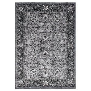 novelle home kyla polyester/cotton oriental pattern rug in gray/black