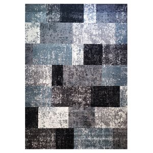 novelle home dais polypropylene/cotton rug in blue/gray squares