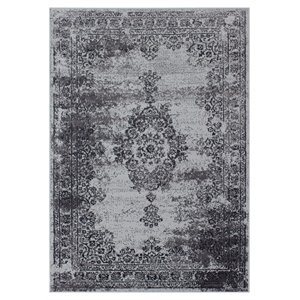 novelle home fiona polypropylene/cotton faded rug in cream/gray
