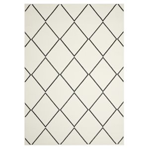 novelle home fiona polypropylene/cotton lattice rug in white/black