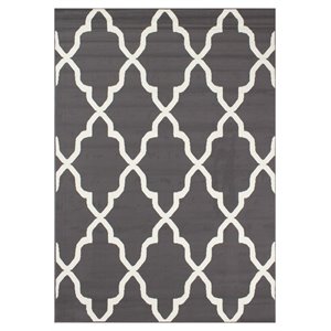 novelle home fiona polypropylene/cotton ogee pattern rug - gray/cream