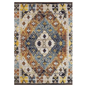 novelle home zara fabric southwest border rug in yellow/blue