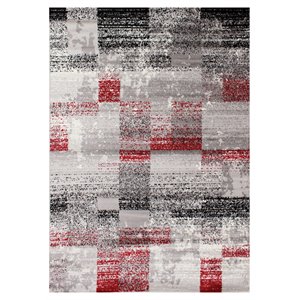 novelle home meridian polypropylene/cotton rug in gray/red rectangles