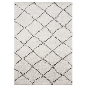 novelle home matrique polypropylene/cotton geometric shag rug in gray