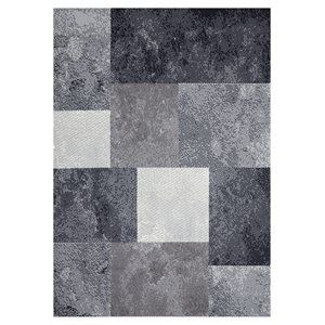 novelle home fiona polypropylene/cotton rocky block stack rug in gray