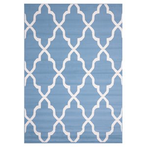 novelle home fiona polypropylene/cotton ogee pattern rug - blue/cream