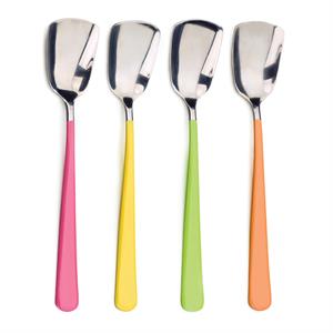 stainless steel silver ice cream spoons mixed colors (set of 4) 6.25x1.125