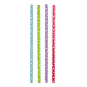 Multi-Color Paper Straw Dotted 100 Ct 7.75 inch