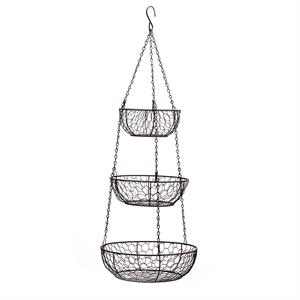 metal chicken wire hanging basket - bronze 8 10 and 12 inch