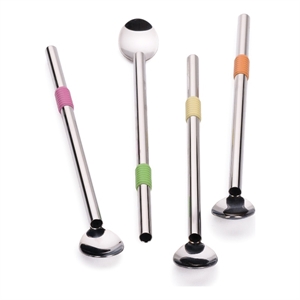 8 inch stainless steel spoon straw (set of 4)