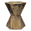 J&D Designs Co Crown Prismatic Modern Metal Small Side Table in Brown/Black