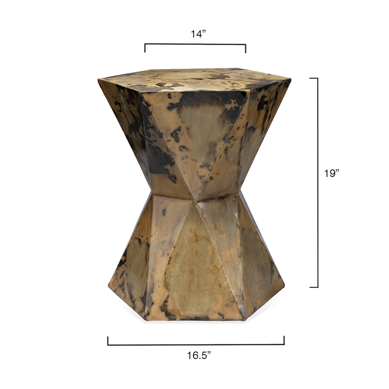 J&D Designs Co Crown Prismatic Modern Metal Small Side Table in Brown/Black