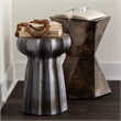J&D Designs Co Crown Prismatic Modern Metal Small Side Table in Brown/Black