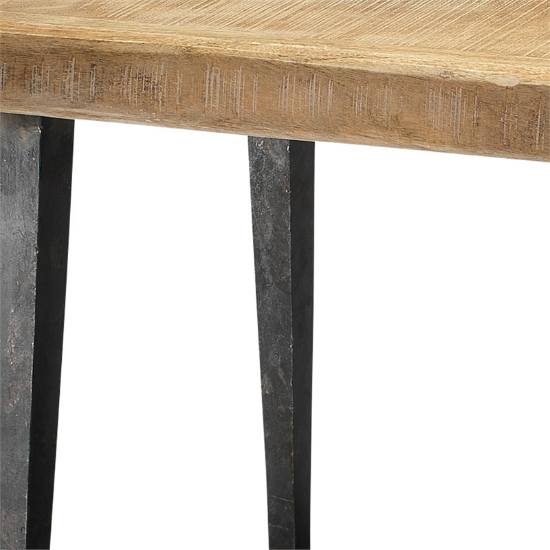 J&D Designs Co Farmhouse Traditional Iron/Wood Bench in Natural/Black