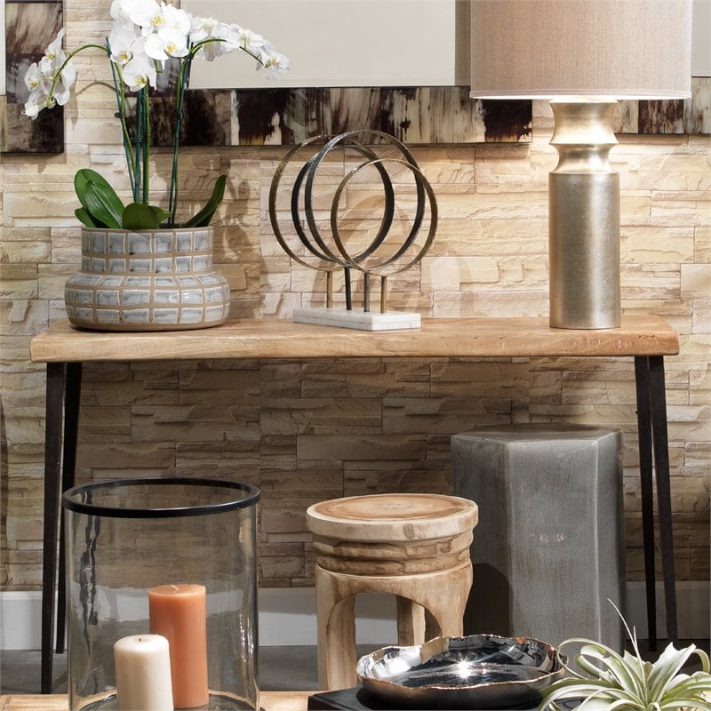 Jamie Young Co Farmhouse Traditional Iron/Wood Console Table in Natural/Black