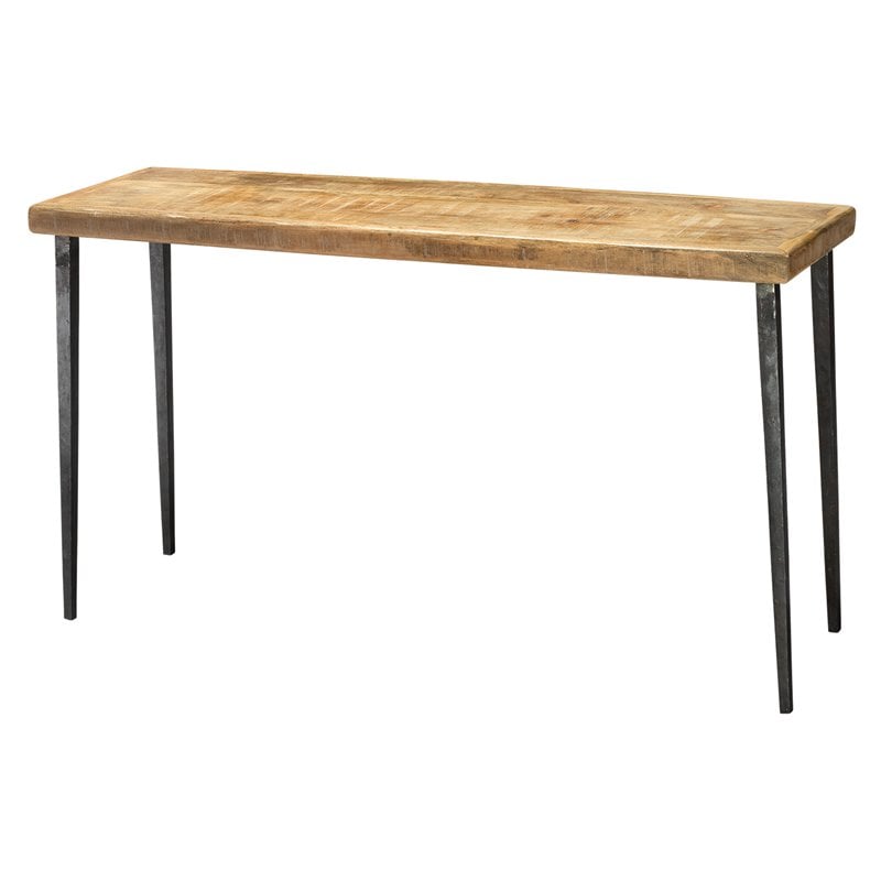 Jamie Young Co Farmhouse Traditional Iron/Wood Console Table in Natural/Black