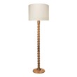 J&D Designs Co Barley Wood & Linen Floor Lamp with Drum Shade in Brown/White