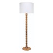 J&D Designs Co Barley Wood & Linen Floor Lamp with Drum Shade in Brown/White