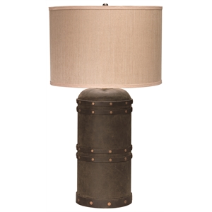 J&D Designs Co Barrel Leather Elephant Hemp Table Lamp in Vintage Brown