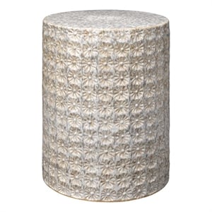 J&D Designs Co Wildflower Coastal Ceramic Side Table in Cream/Gray