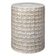 J&D Designs Co Wildflower Coastal Ceramic Side Table in Cream/Gray