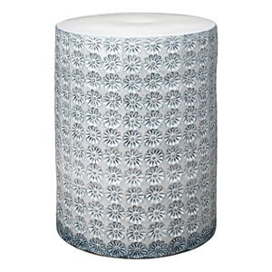 J&D Designs Co Wildflower Coastal Ceramic Side Table in Blue/White