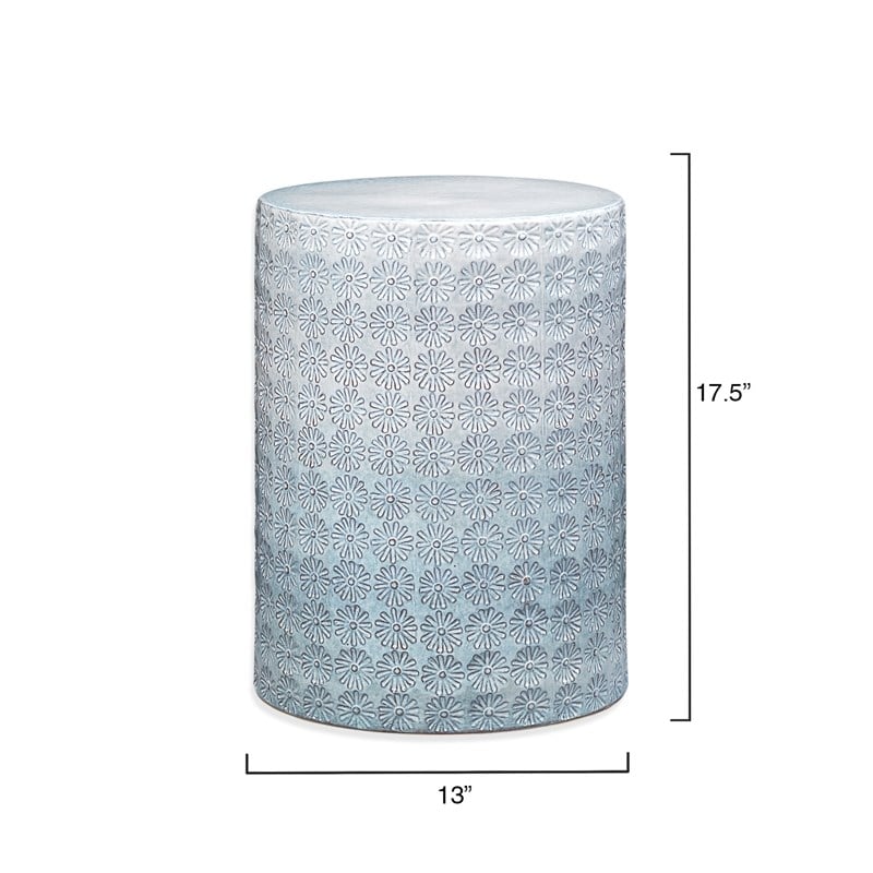 Jamie Young Co Wildflower Coastal Ceramic Side Table in Blue/White