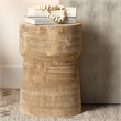 J&D Designs Co Yucca Cylinder Traditional Paulownia Wood Side Table in Brown