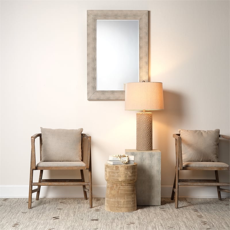 J&D Designs Co Yucca Cylinder Traditional Paulownia Wood Side Table in Brown
