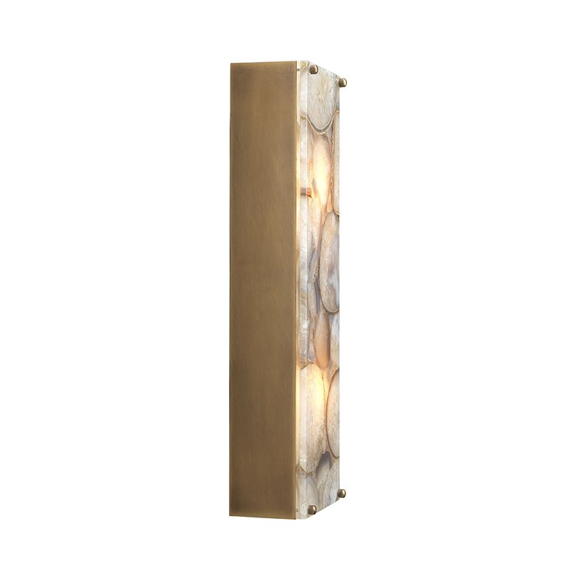 J&D Designs Co Adeline Rectangle Agate/Resin/Steel Wall Sconce in Antique Brass