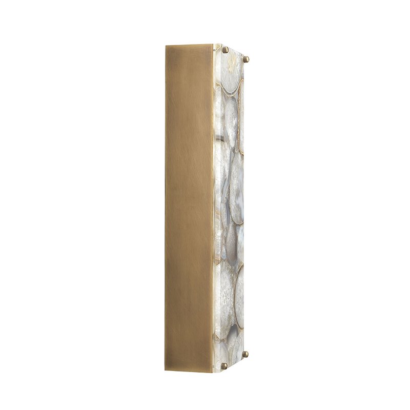 J&D Designs Co Adeline Rectangle Agate/Resin/Steel Wall Sconce in Antique Brass