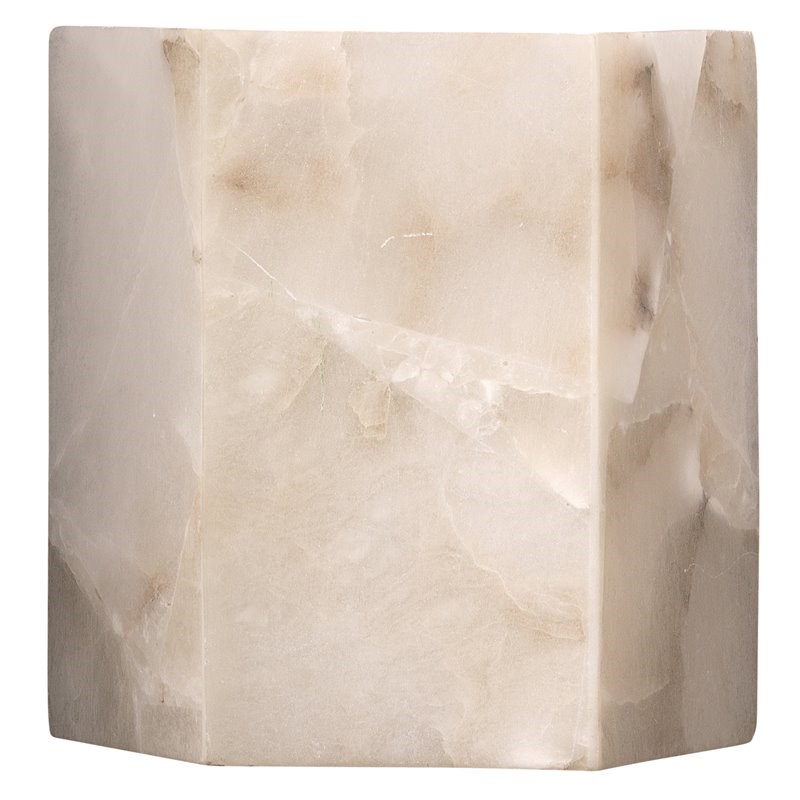 J&D Designs Co Borealis Hexagon Coastal Alabaster Stone Wall Sconce in White