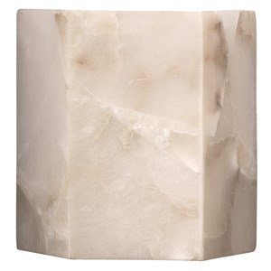 J&D Designs Co Borealis Hexagon Coastal Alabaster Stone Wall Sconce in White