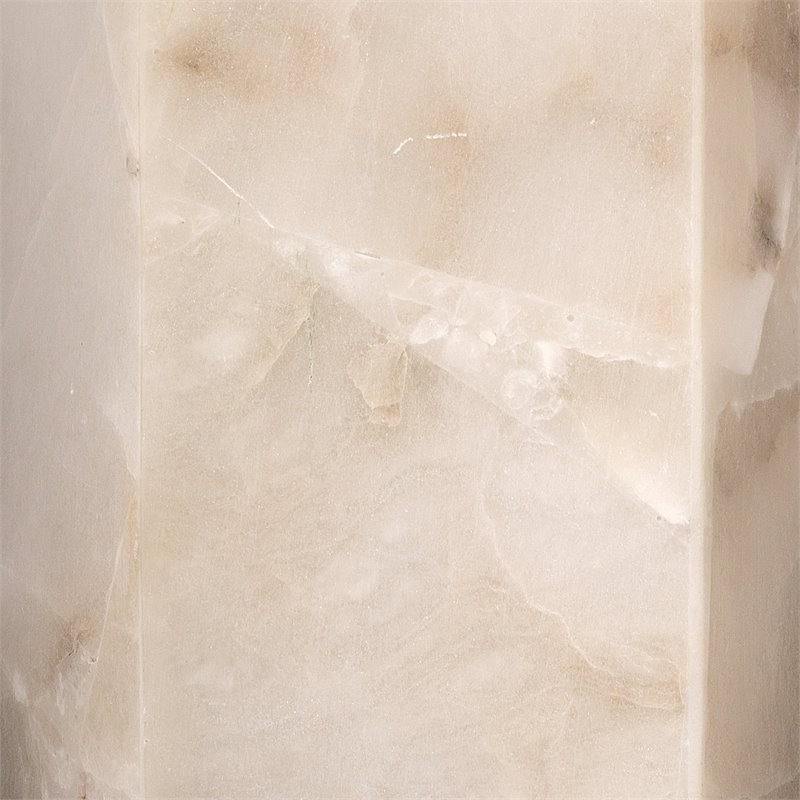 J&D Designs Co Borealis Hexagon Coastal Alabaster Stone Wall Sconce in White