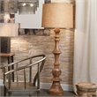 J&D Designs Co Budapest Traditional Wood/Linen Floor Lamp in Natural