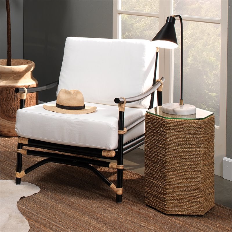 J&D Designs Co Chronicle Iron Metal/Marble Task Lamp in Black/Antique Brass