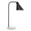 J&D Designs Co Chronicle Iron Metal/Marble Task Lamp in Black/Antique Brass