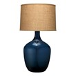J&D Designs Co Plum Coastal Glass & Burlap Jar Table Lamp in Navy/Natural