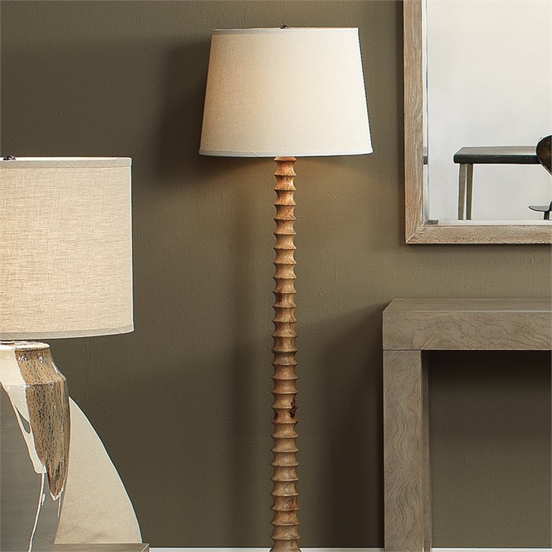 J&D Designs Co Revolution Traditional Wood/Grasscloth Floor Lamp in Brown