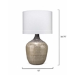 J&D Designs Co Damsel 1-Light Glass & Linen Table Lamp in Silver/White