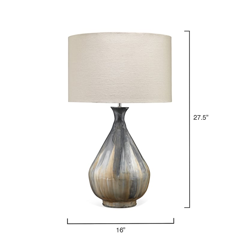 J&D Designs Co Daybreak Transitional Metal Table Lamp with Linen Shade in Gray