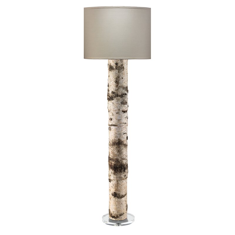 J&D Designs Co Forrester Modern Resin/Linen Floor Lamp in Natural Birch Veneer