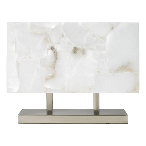 J&D Designs Co Ghost 2-Light Metal Table Lamp with Alabaster Shade in Silver