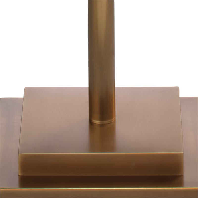 J&D Designs Co Jud Modern Steel Metal/Linen Floor Lamp in Antique Brass/White