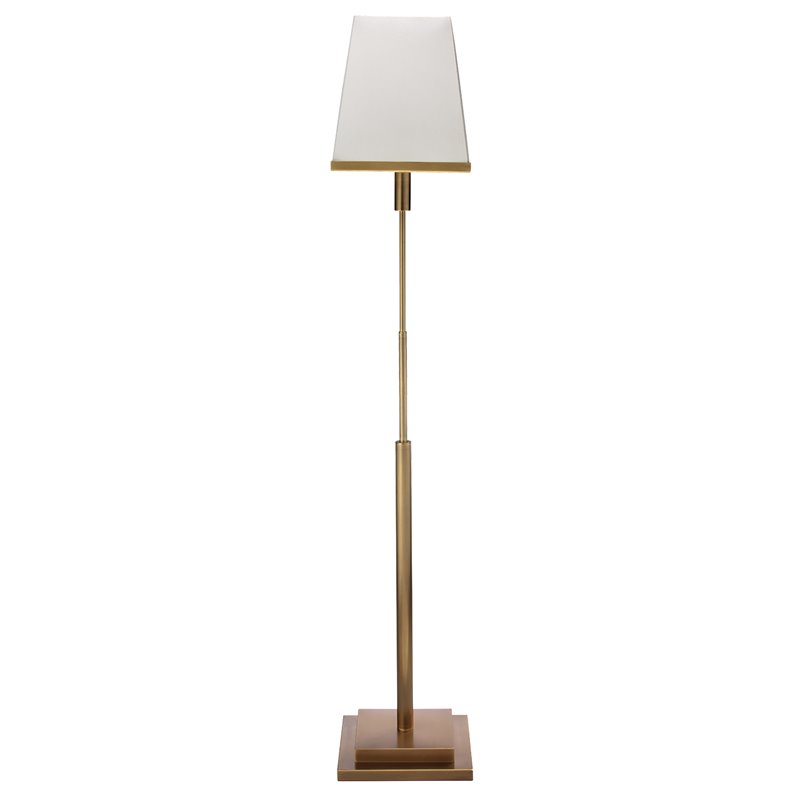 J&D Designs Co Jud Modern Steel Metal/Linen Floor Lamp in Antique Brass/White