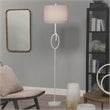 J&D Designs Co Knot Modern Steel Metal/Linen Floor Lamp in White Gesso