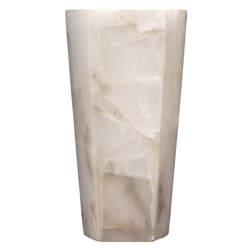 J&D Designs Co Borealis Tall Hexagon Stone Wall Sconce in Alabaster White