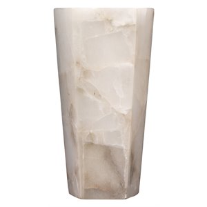 J&D Designs Co Borealis Tall Hexagon Stone Wall Sconce in Alabaster White