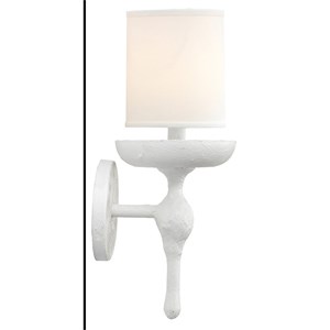 J&D Designs Co Concord Transitional Steel Metal/Plaster Wall Sconce in White
