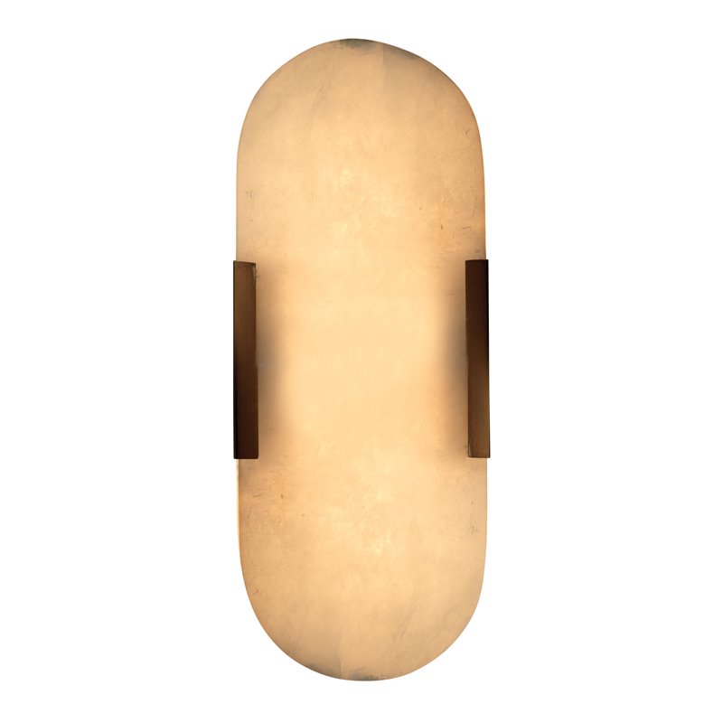 J&D Designs Co Delphi Modern Alabaster Stone/Steel Wall Sconce in Antique Brass